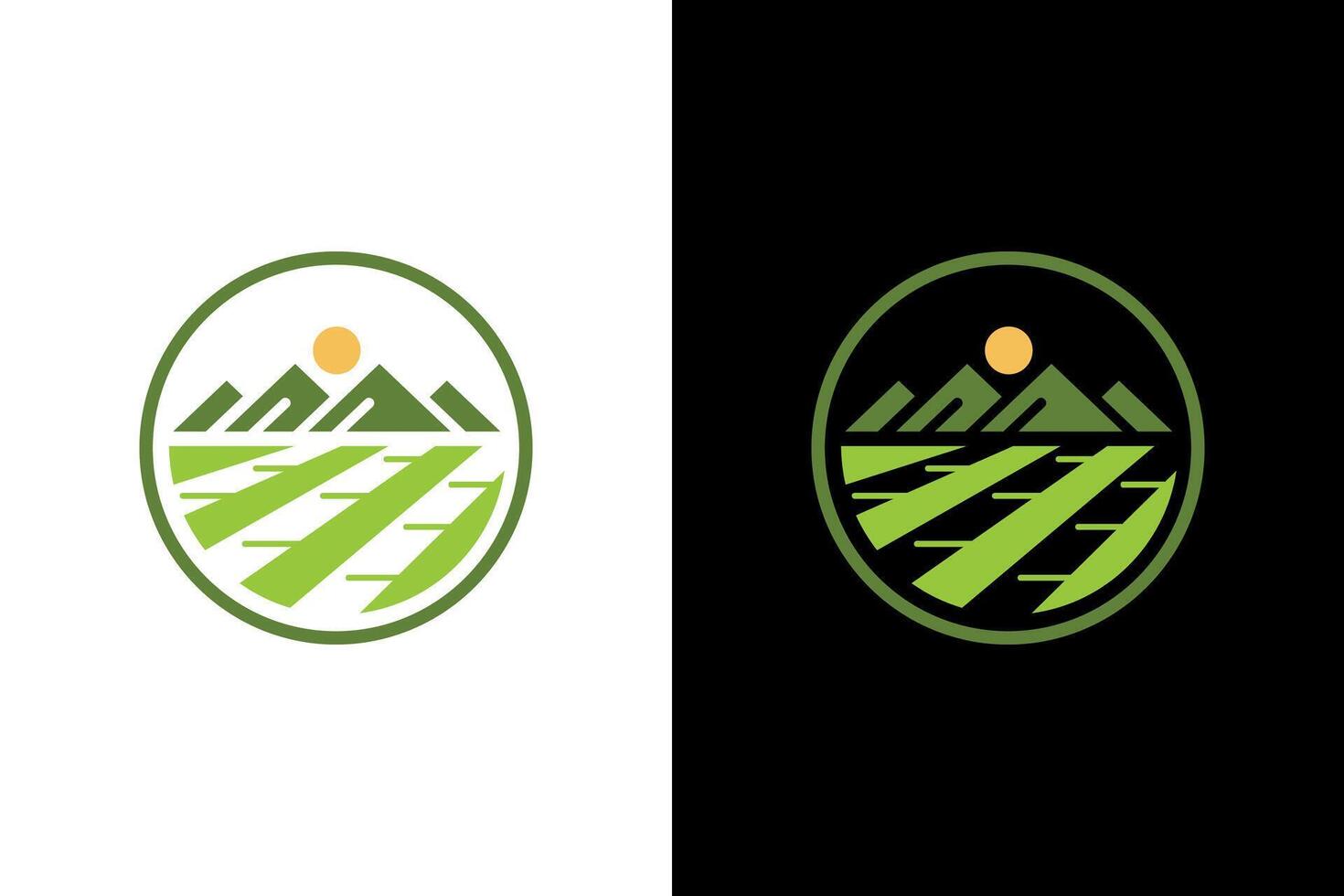 Serene Green Fields and Mountain Landscape vector