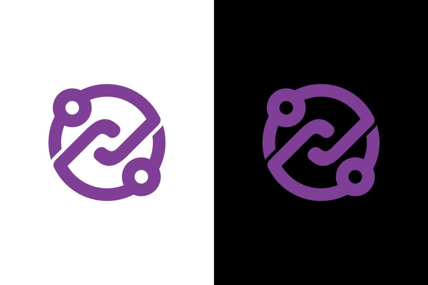 Modern Purple Network Connection Technology Logo vector
