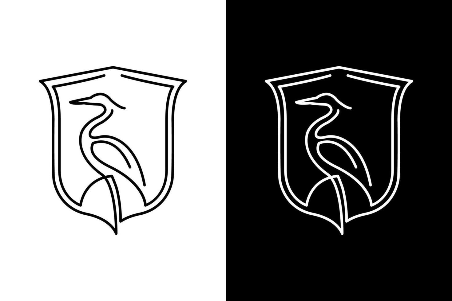 Elegant Heron Crest Logo Design Illustration vector