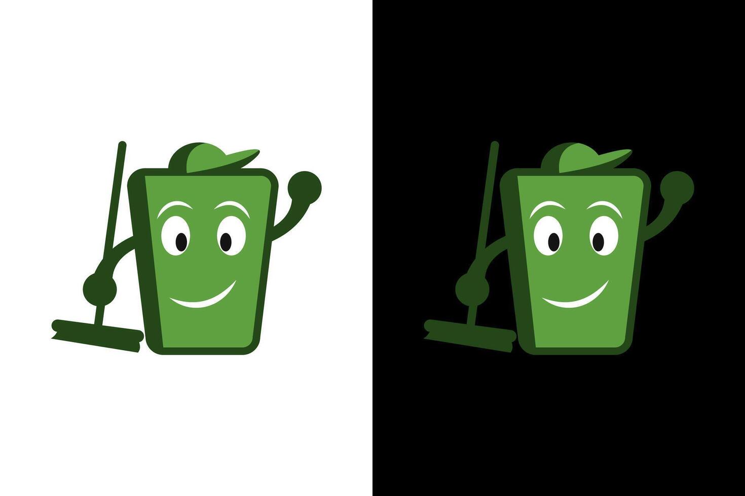 Smiling Green Trash Can Character Mascot vector