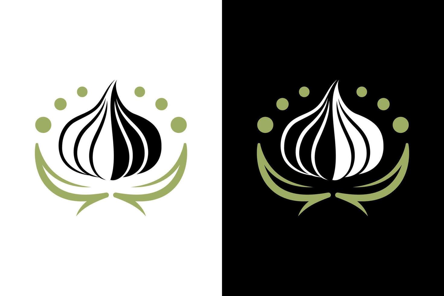 Minimalist garlic logo, black and white vector