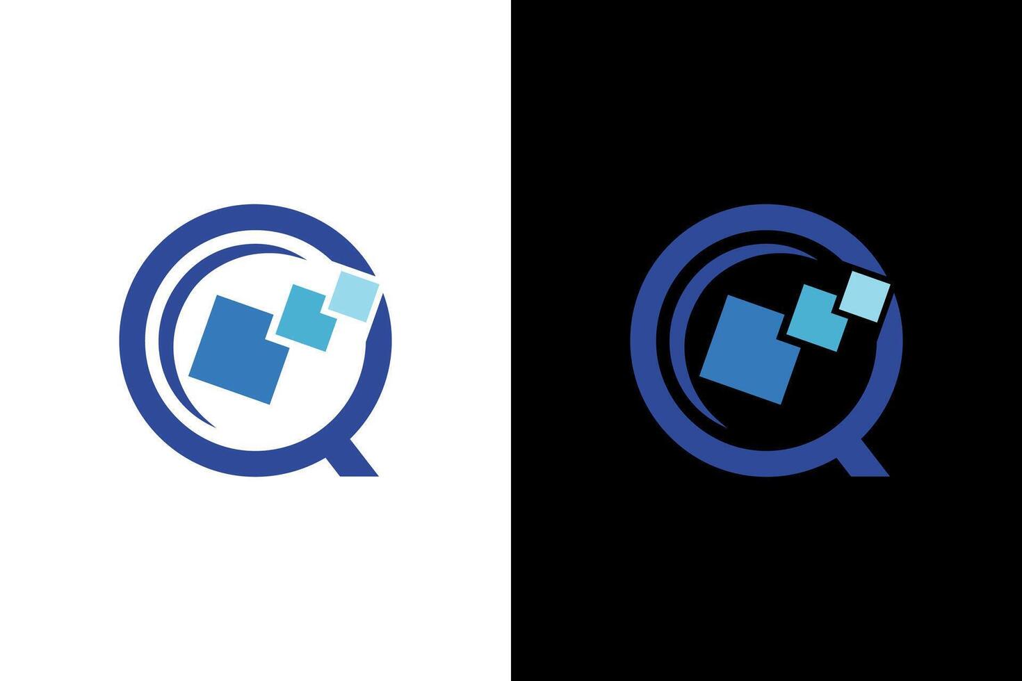 Modern Technology Logo with Pixel Squares vector
