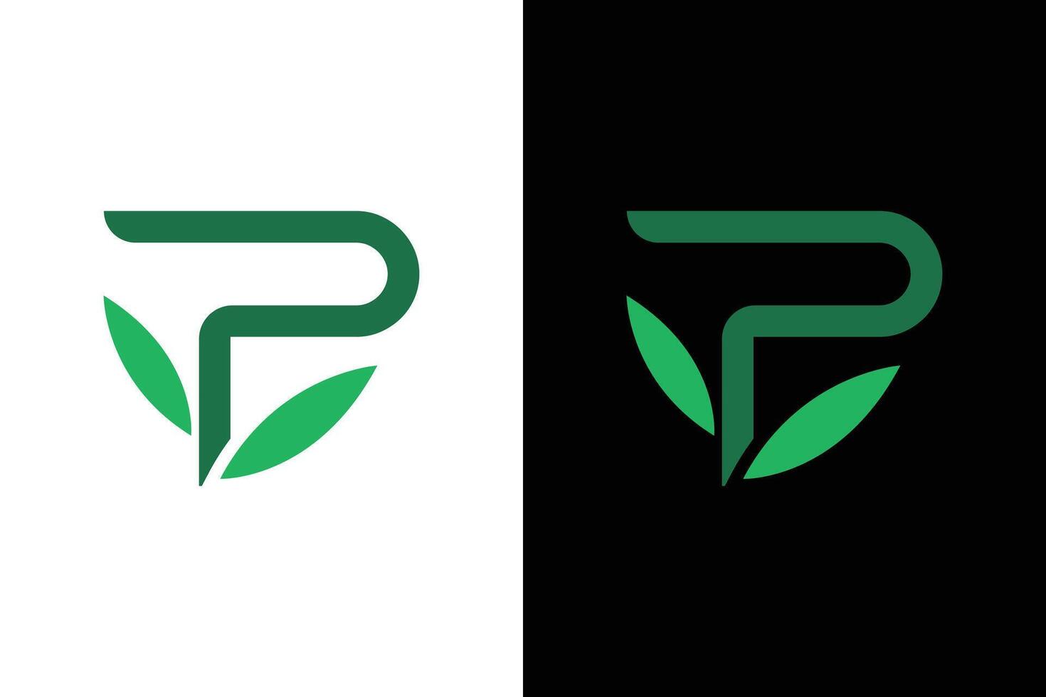 Elegant Green Letter P Leaf Logo vector