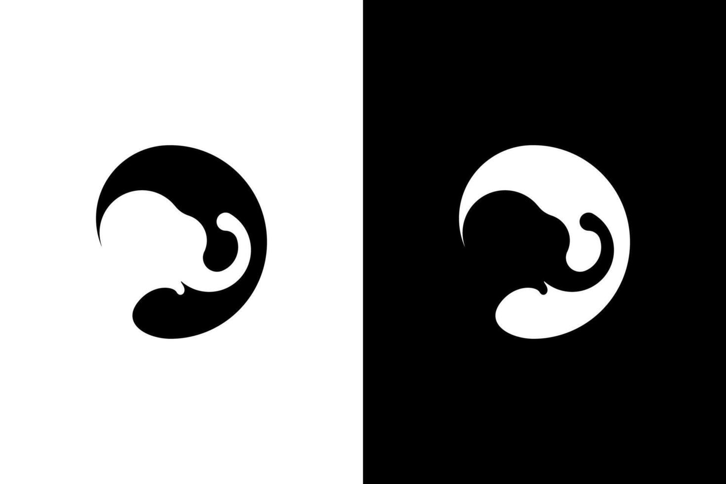 Elegant Elephant Silhouette Black and White vector