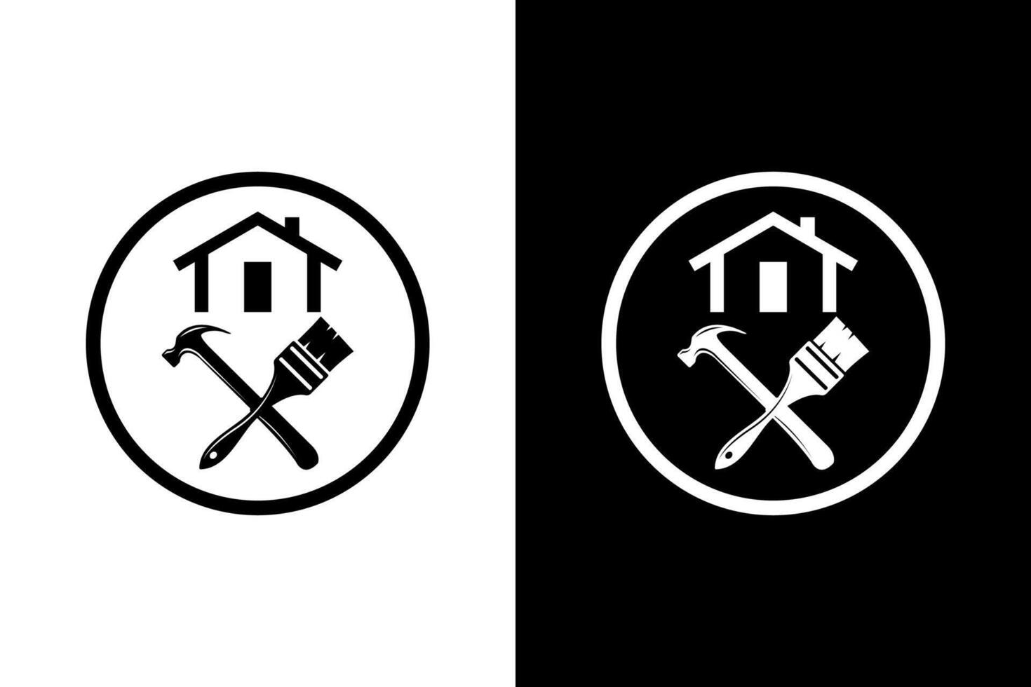Home Improvement Services Monochrome Logo Design vector