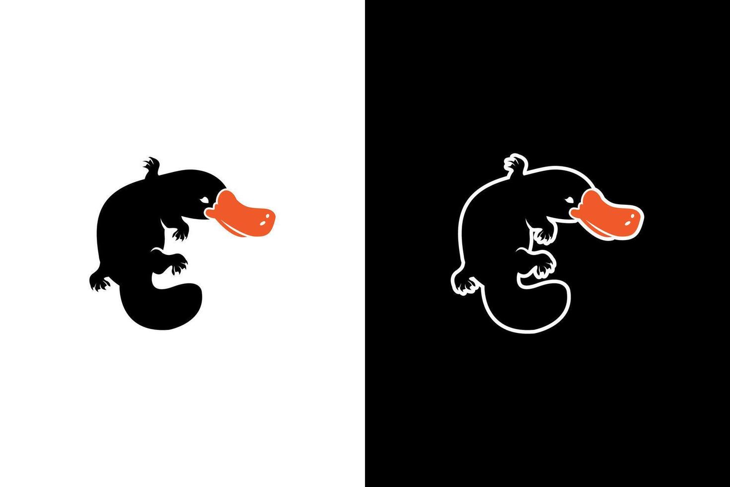 Minimalist Platypus Illustration with Orange Bill vector