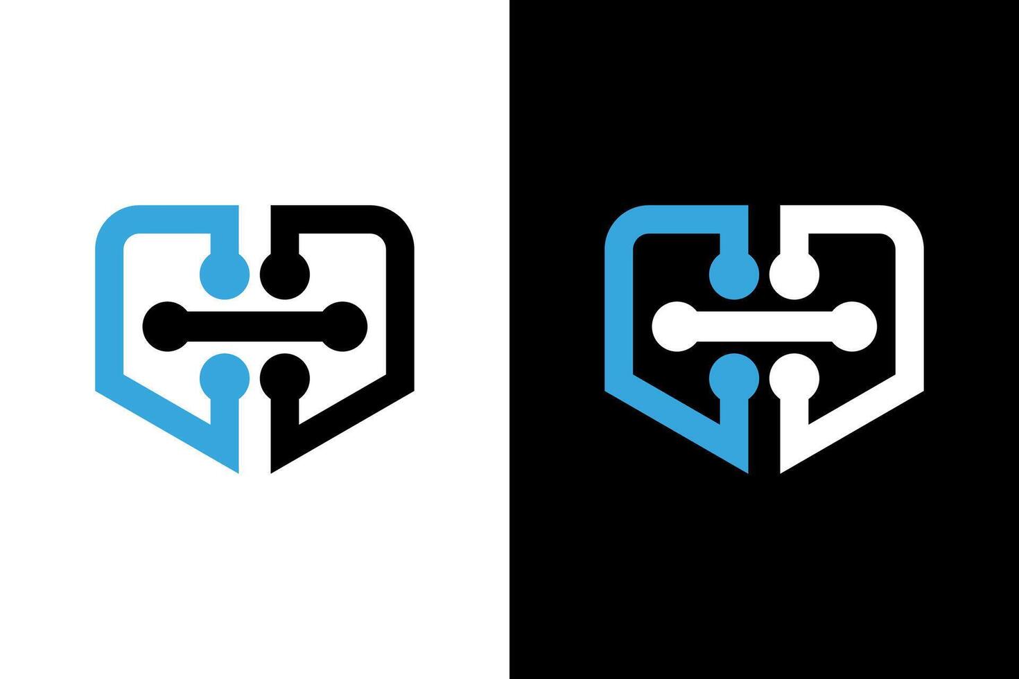 Modern Tech Shield Logo Template Design vector