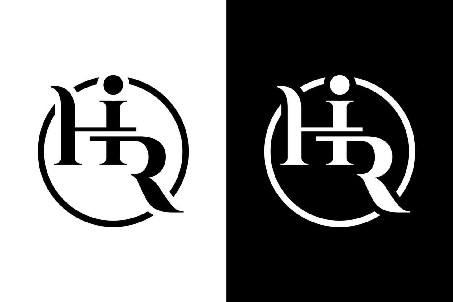 Elegant HIR Initials Circular Logo Design vector