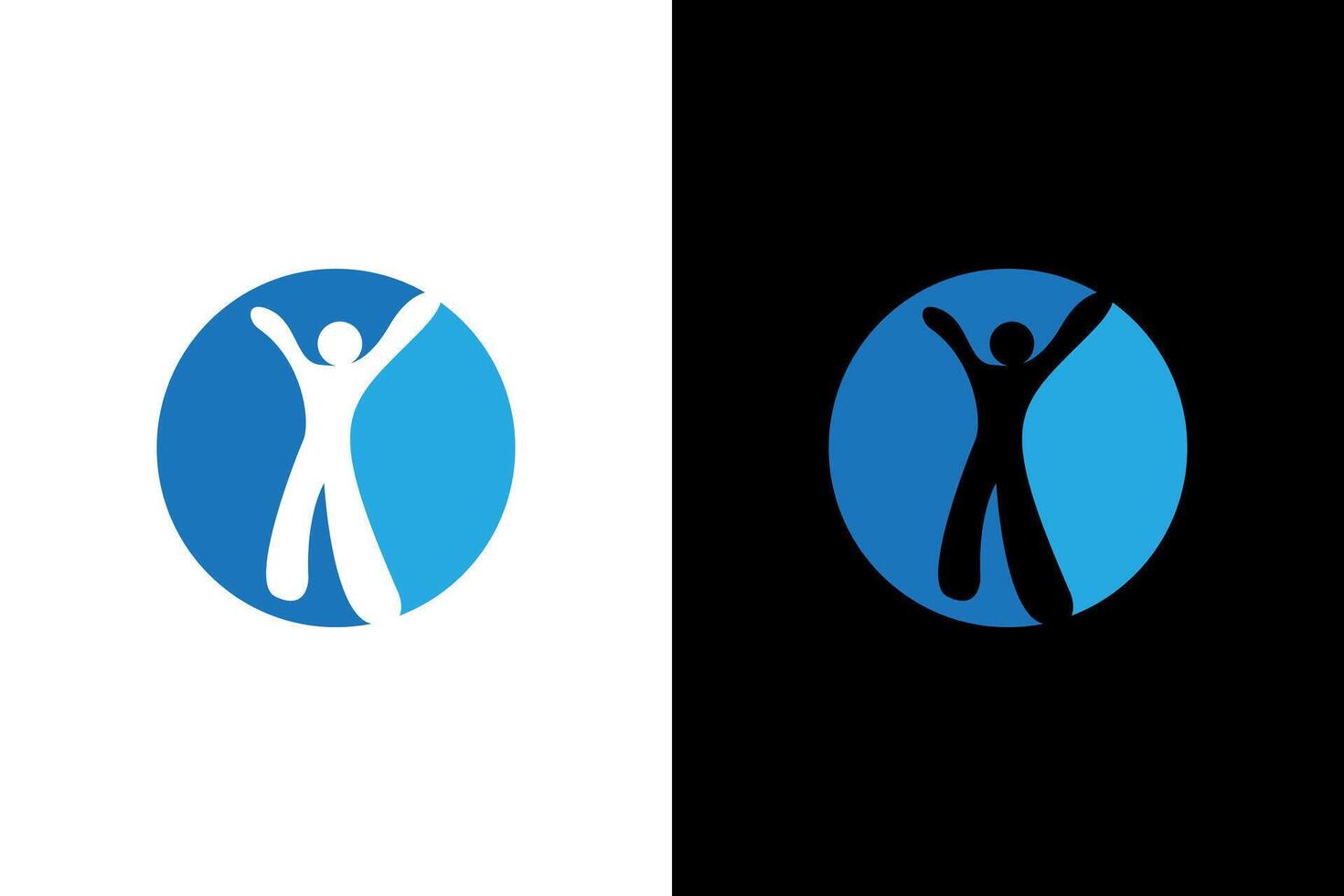 Joyful Figure Inside Vibrant Blue Circle vector