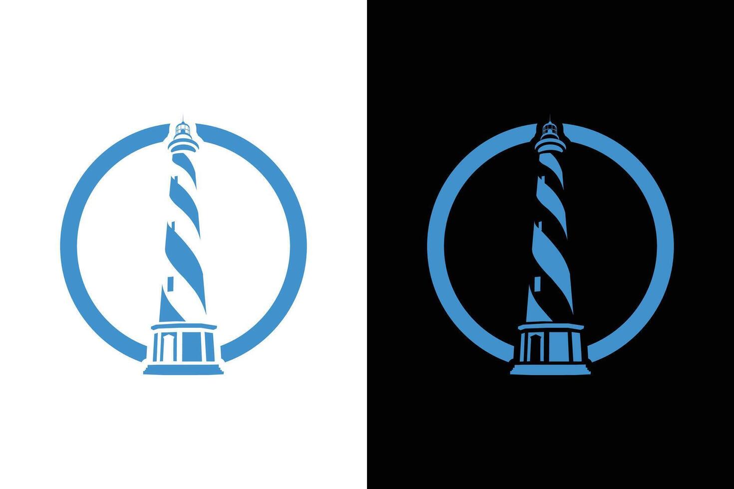 Coastal Lighthouse Logo with Circle vector