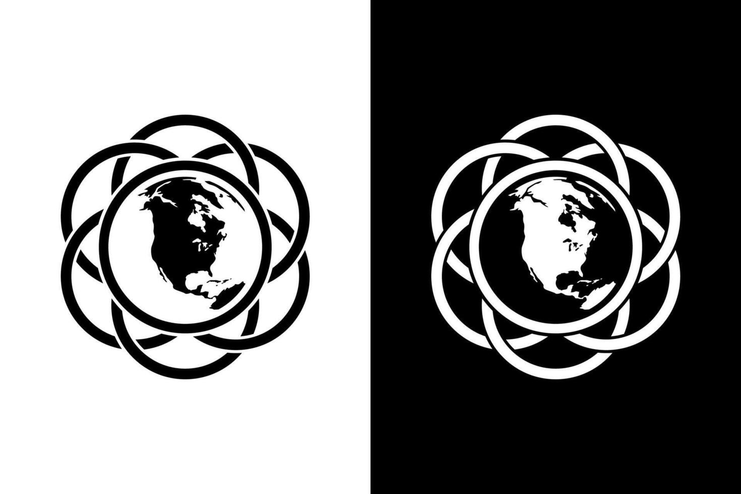 Minimalist Earth Graphic with Interlocking Circles vector