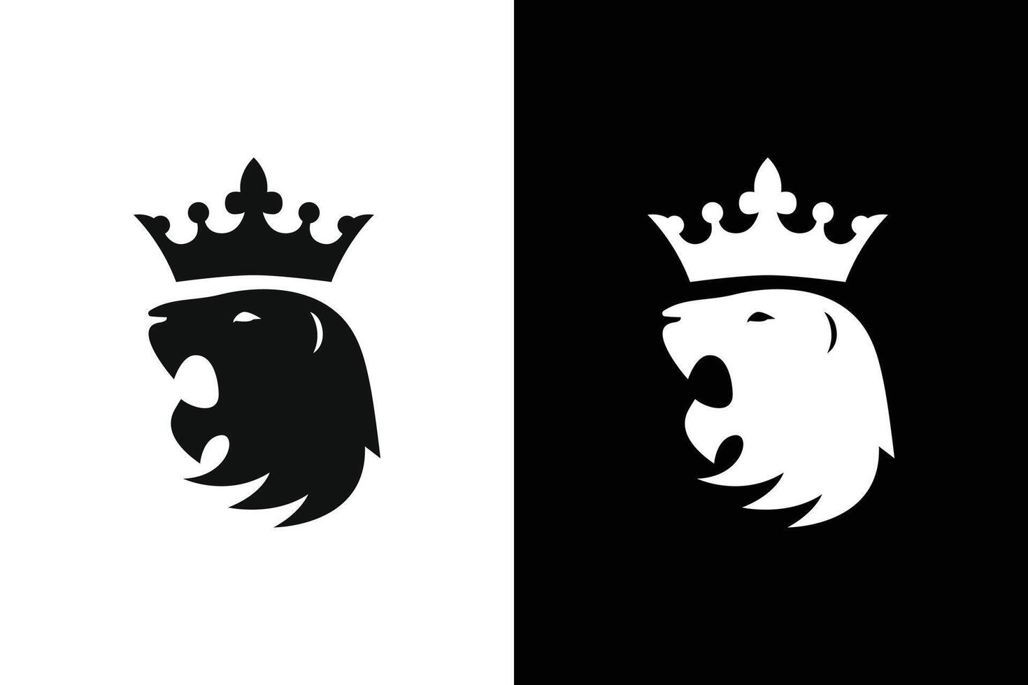 Regal Lion Head with Crown Illustration vector