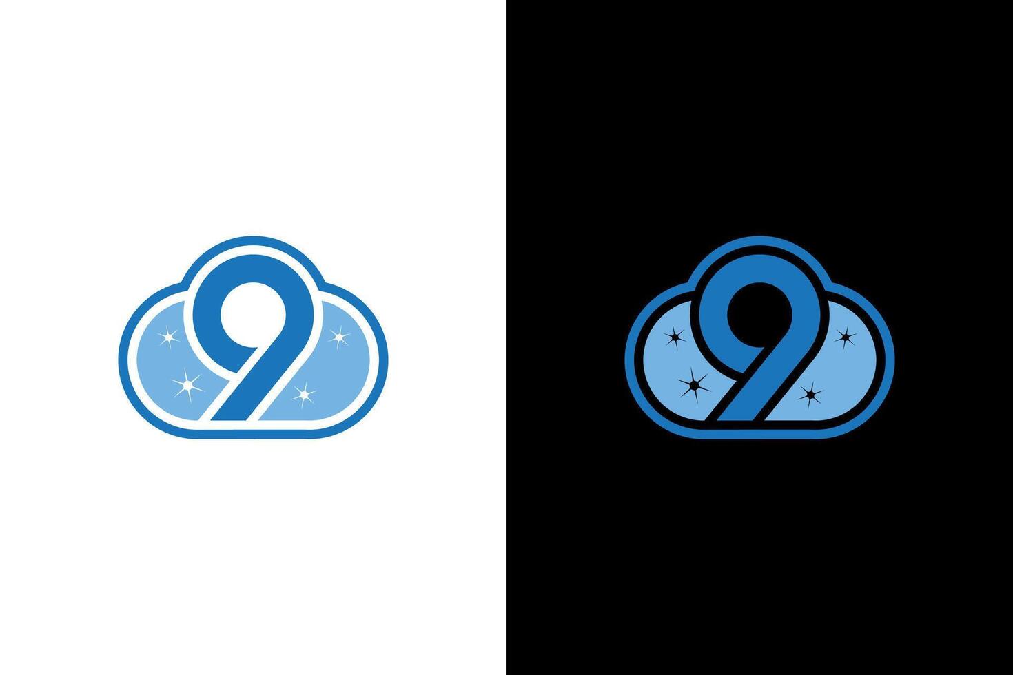 Number Nine Blue Cloud Illustration vector