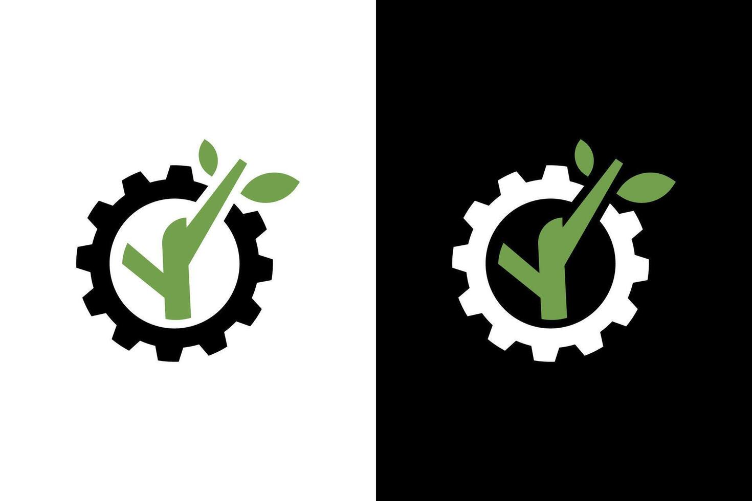 Eco-Friendly Technology Logo with Gear Design vector
