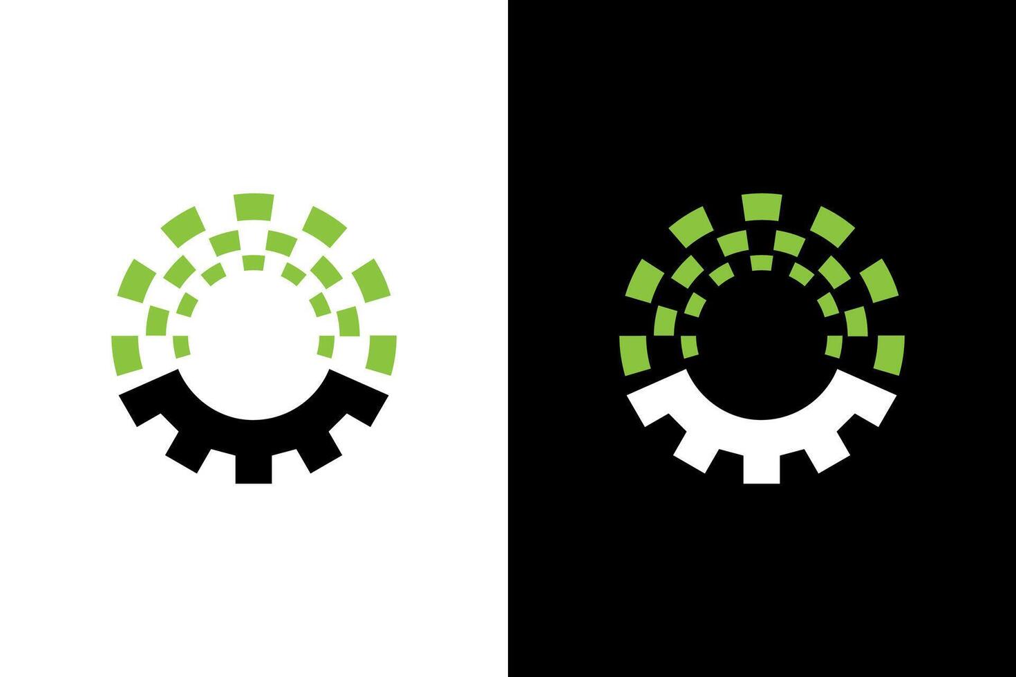 Modern Gear with Green Square Pattern vector