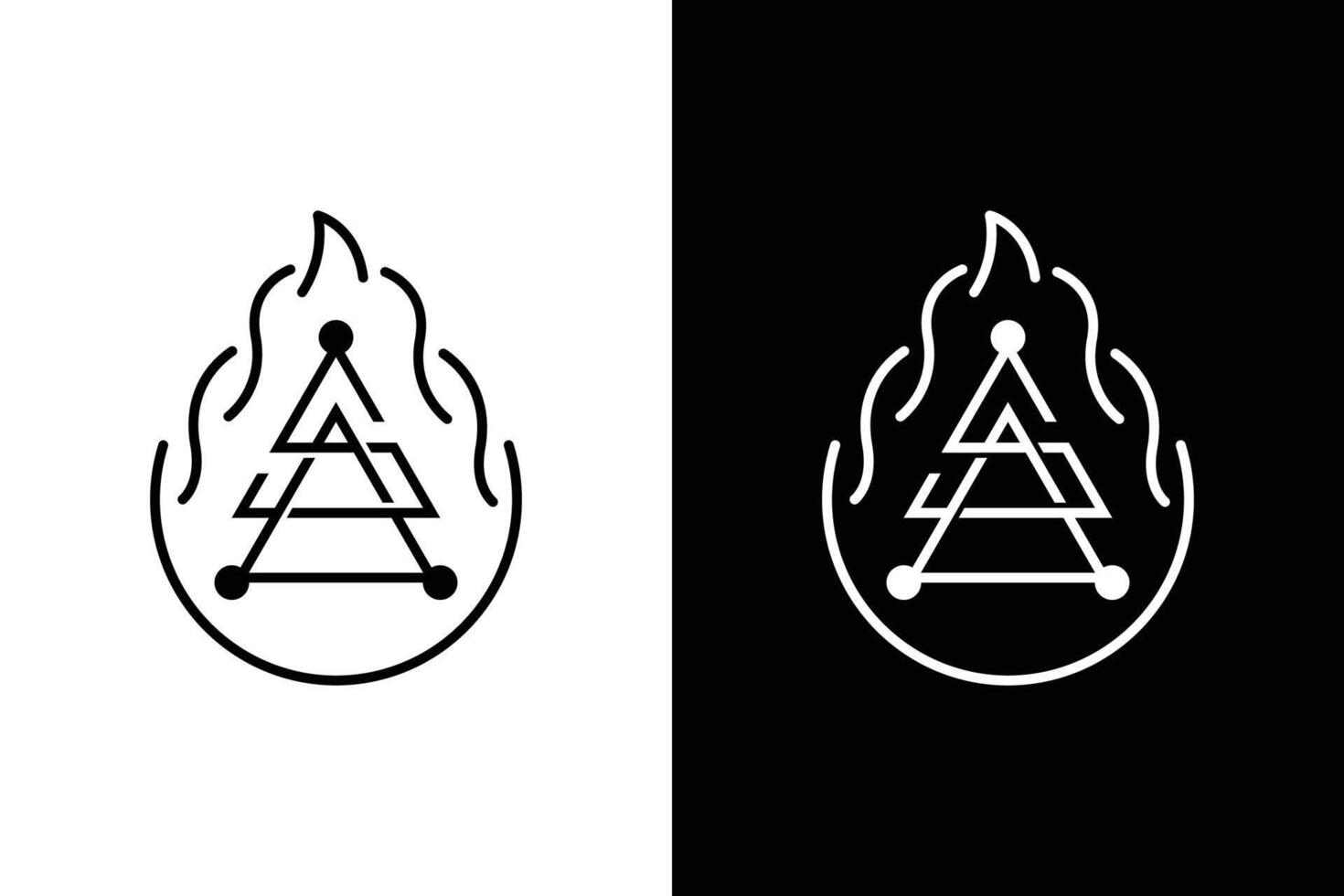 Mystic Geometric Symbol with Flame vector