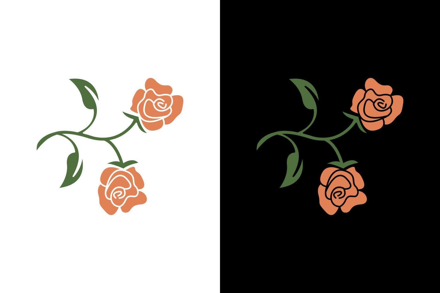 Stylized Rose Trio Floral Illustration Graphic vector
