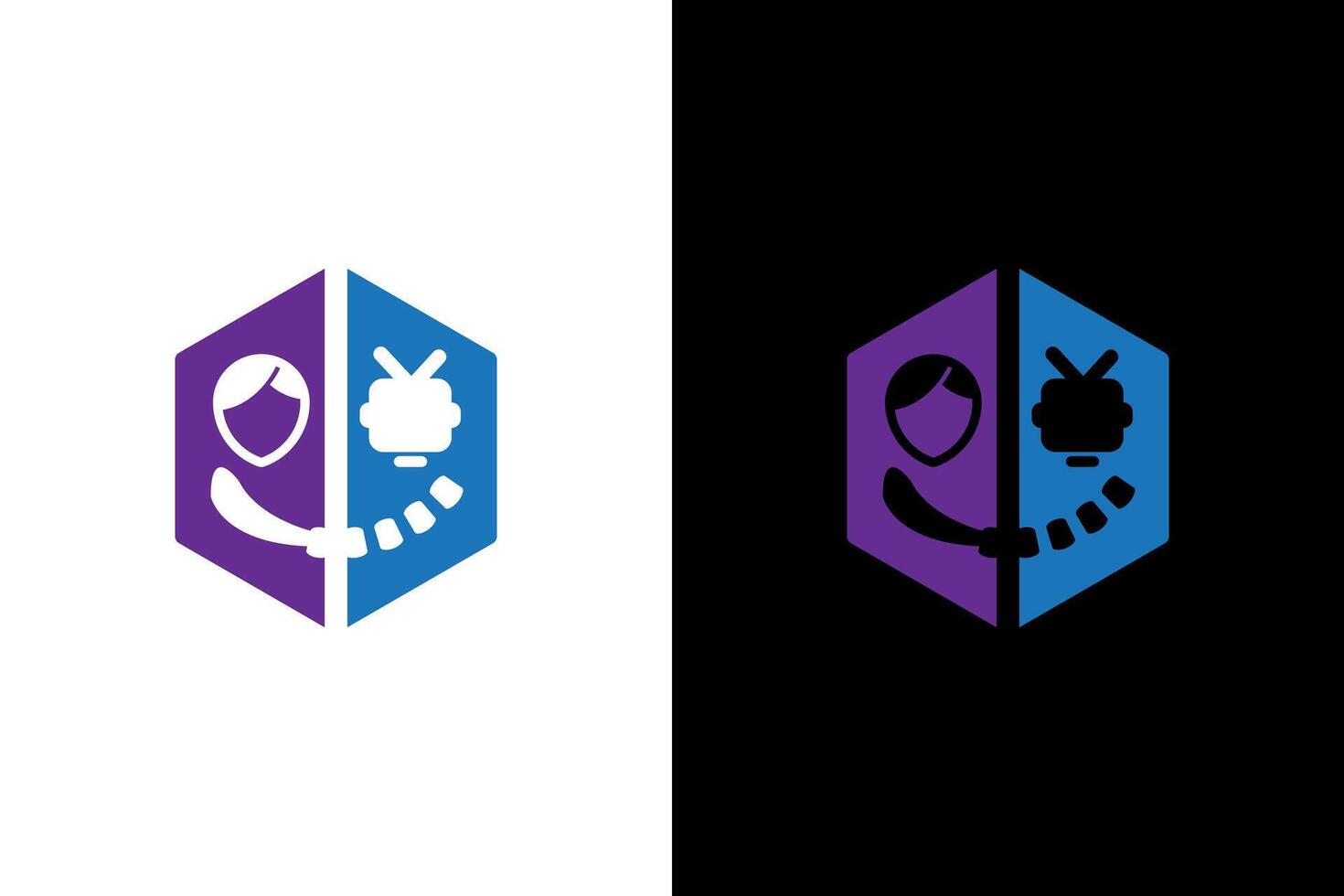 Human and Robot Connection Abstract Logo vector