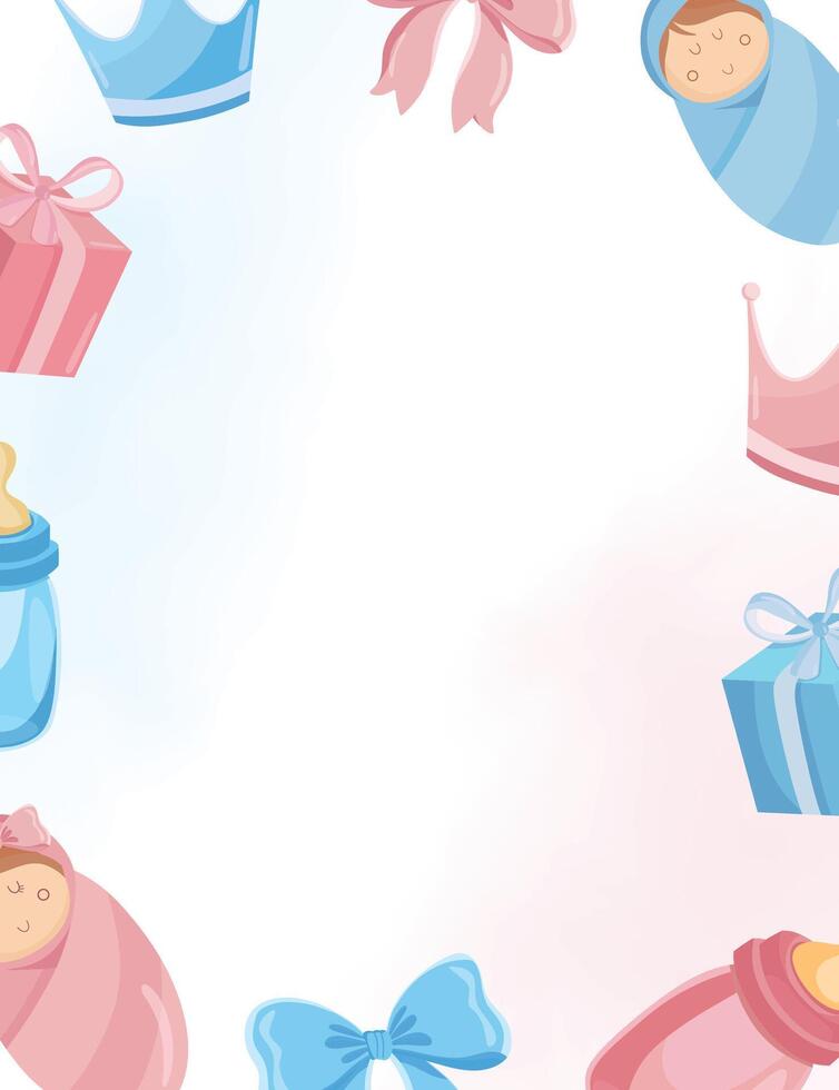 Gender reveal background Baby boy and girl cute elements vector