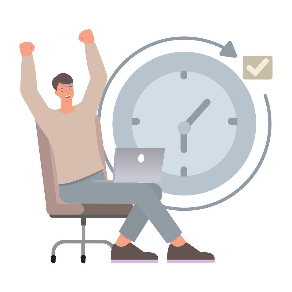 Business time management illustration concept. Business people working in office planning, thinking and economic analysis.Office man character design. vector