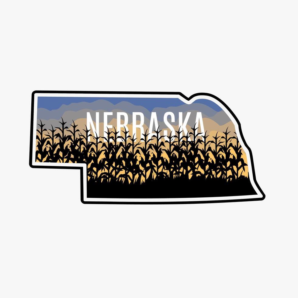 Nebraska Corn Field in Sunset Perfect for Print, Apparel, etc vector