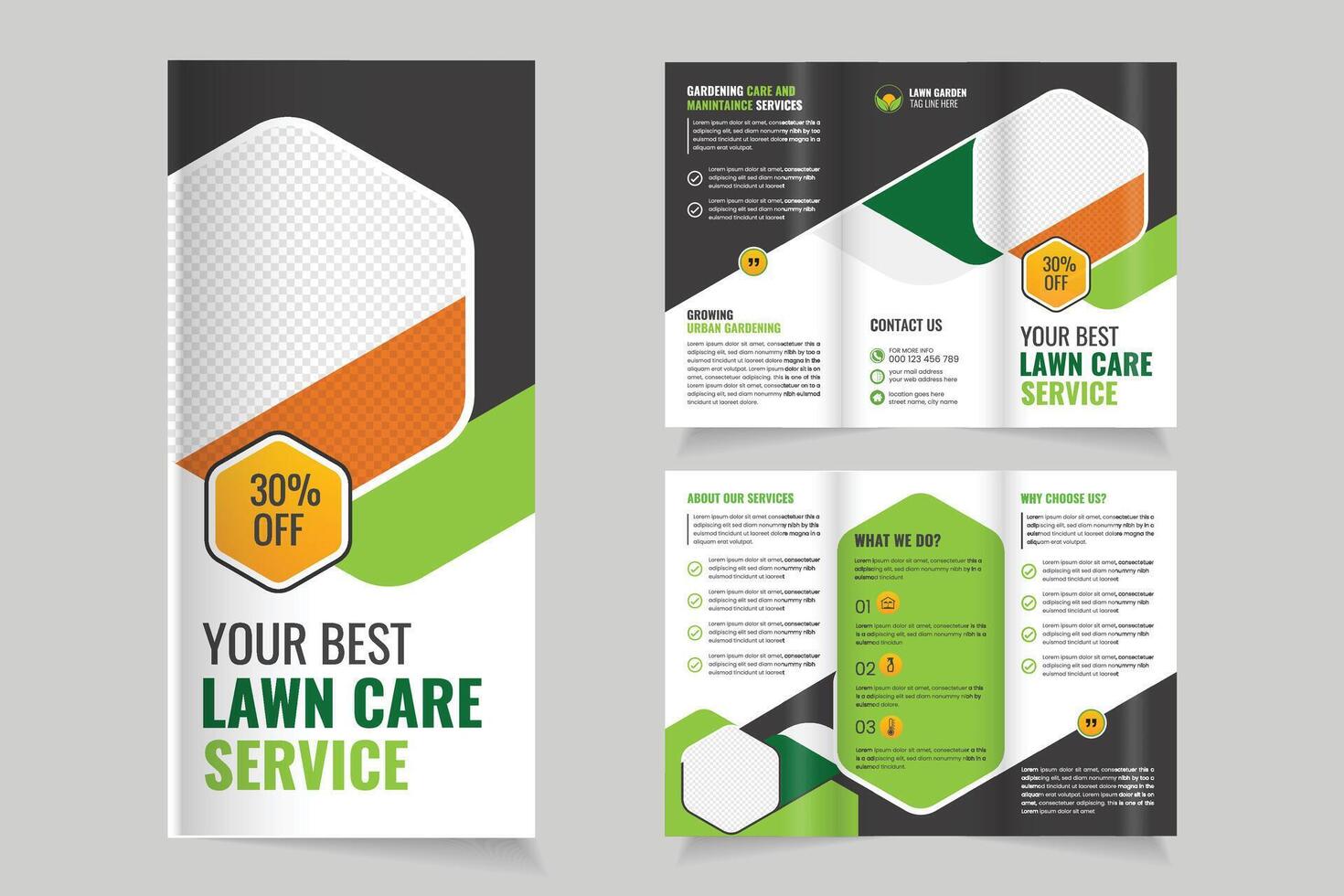 Promotional lawn care service brochure vector