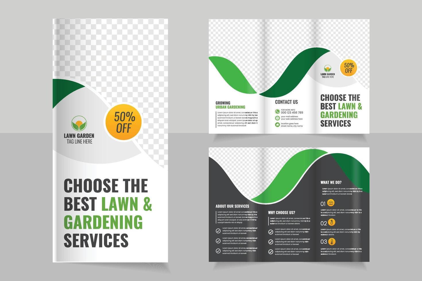 Lawn and gardening services brochure vector