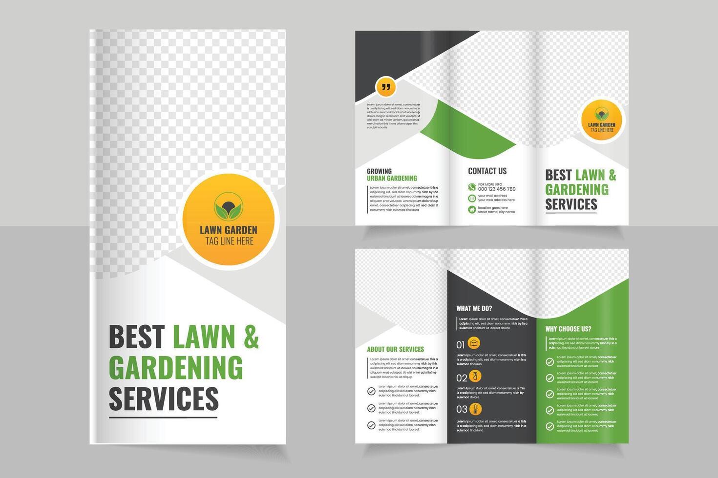 Best lawn and gardening services brochure vector