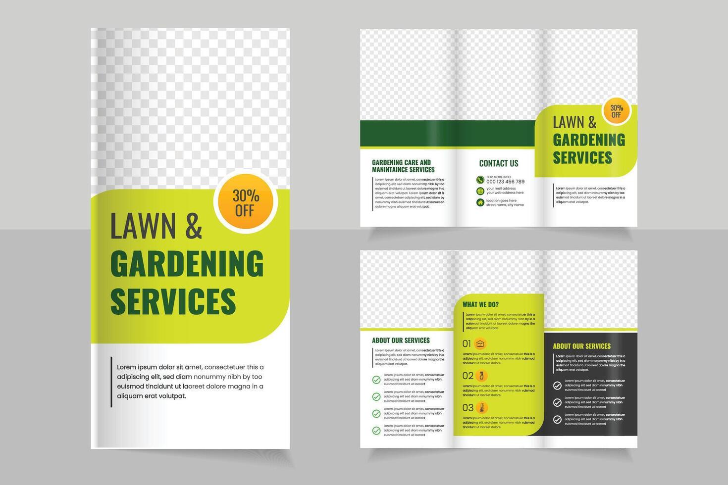 Lawn and gardening services brochure design vector