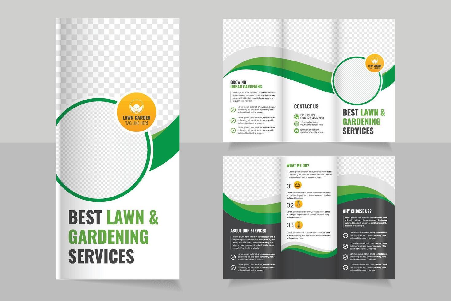 Best lawn and gardening services brochure vector