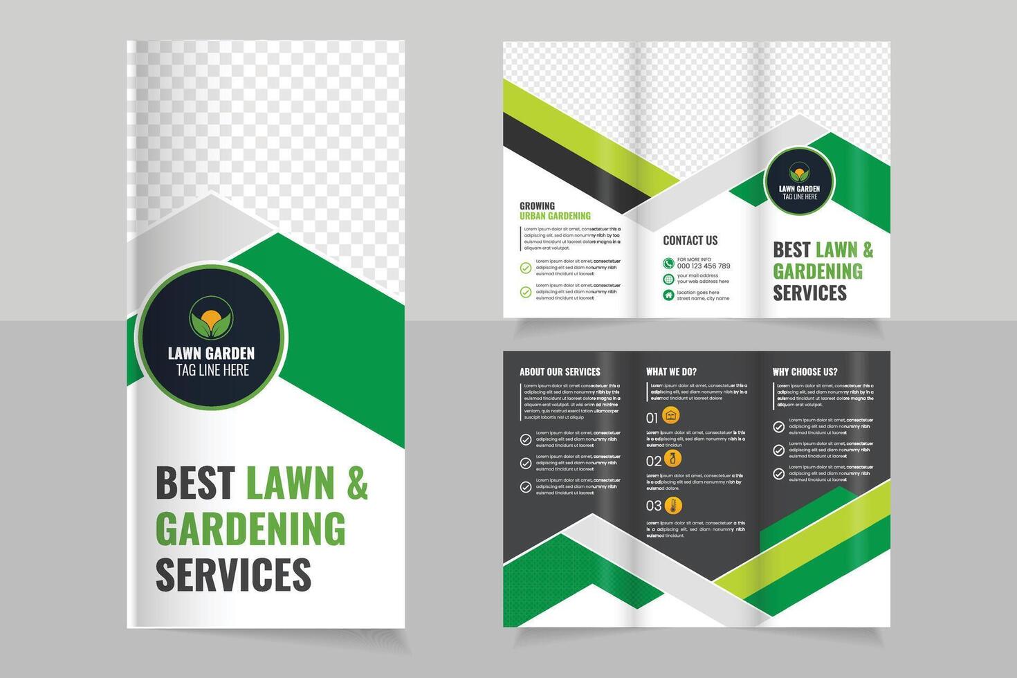 Lawn and gardening services brochure design vector