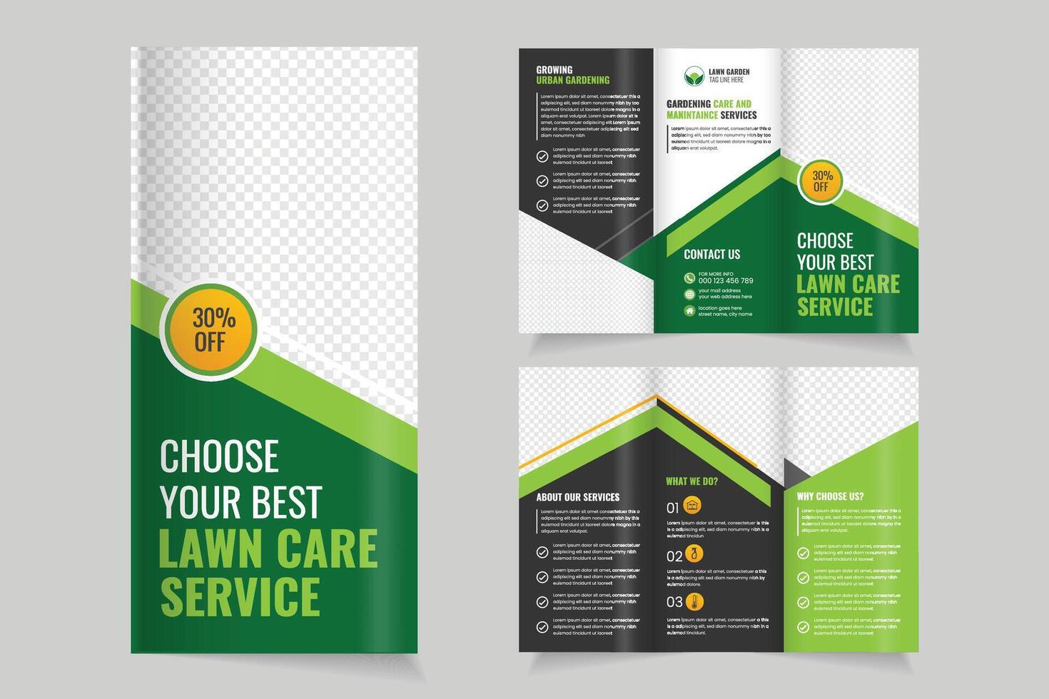 Lawn care service promotional brochure vector