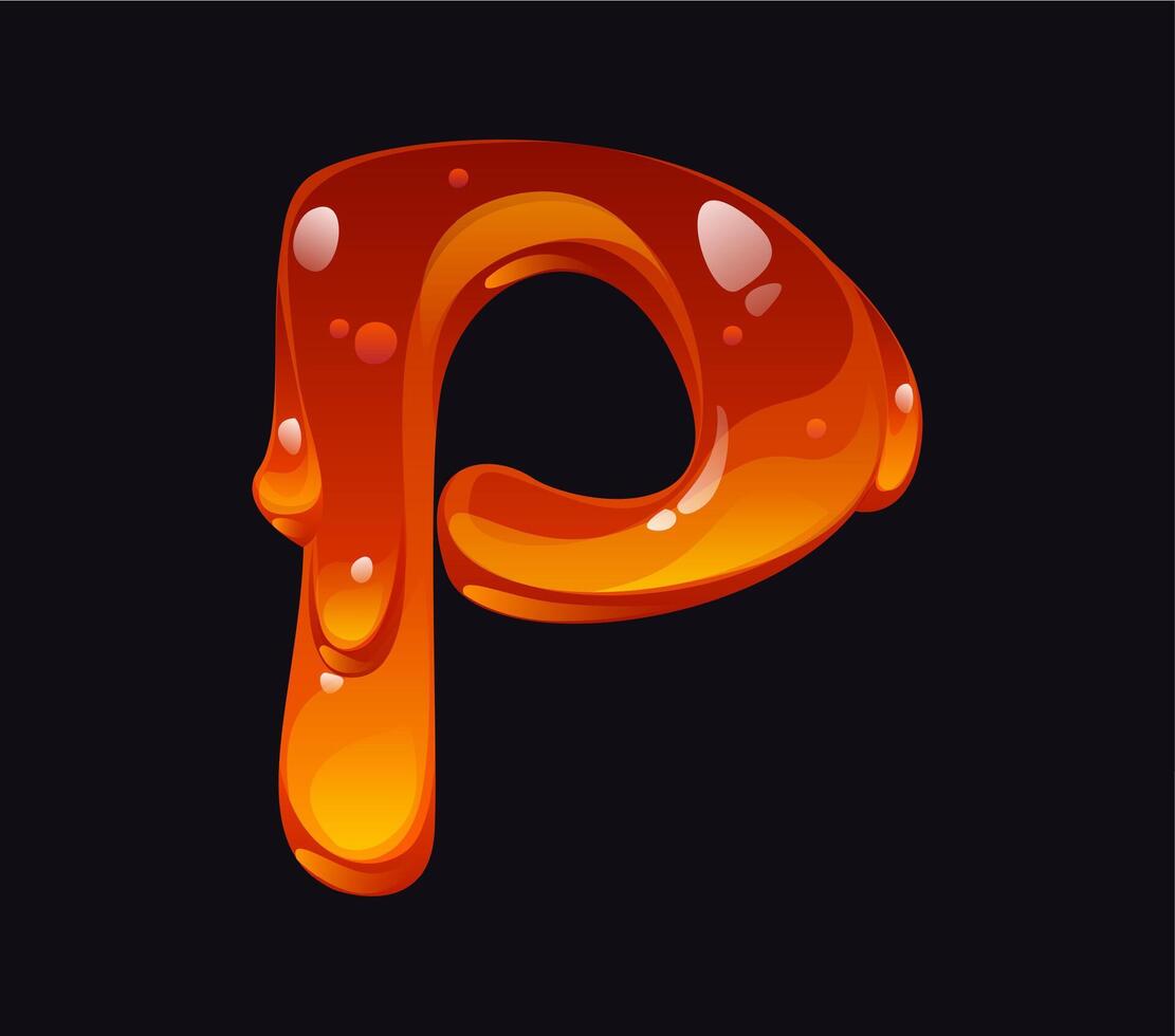 Tasty honey cartoon font typeset letter P vector