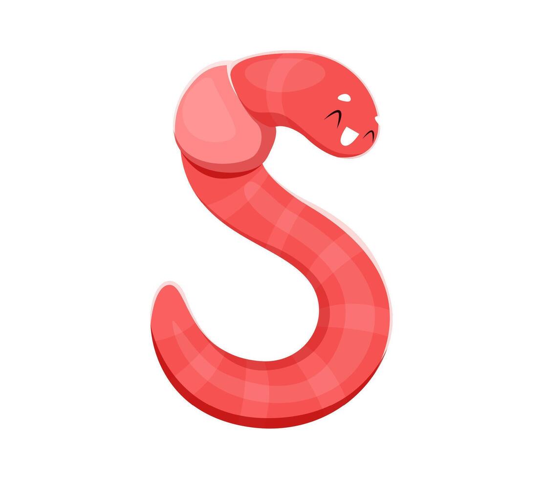 Autumn animal font typeface earthworm letter S vector
