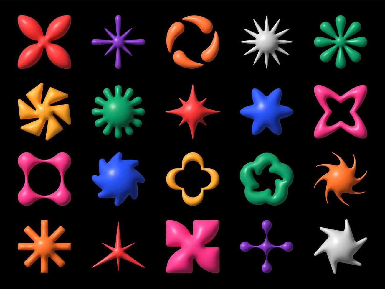 Colorful 3D geometric shapes vector