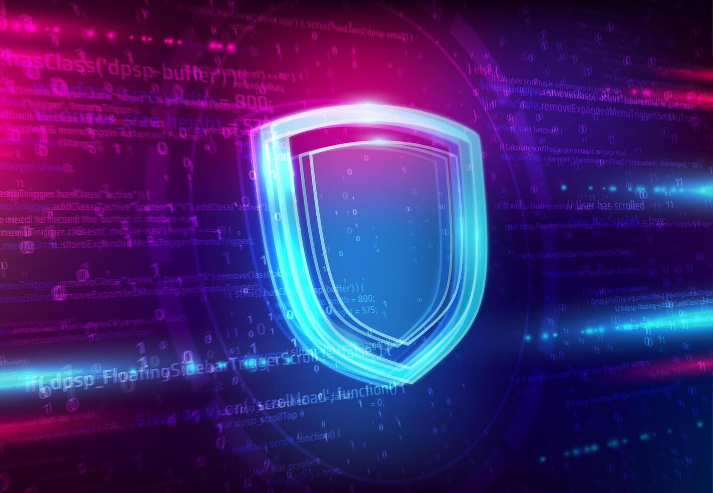 Digital shield graphic on vibrant background vector