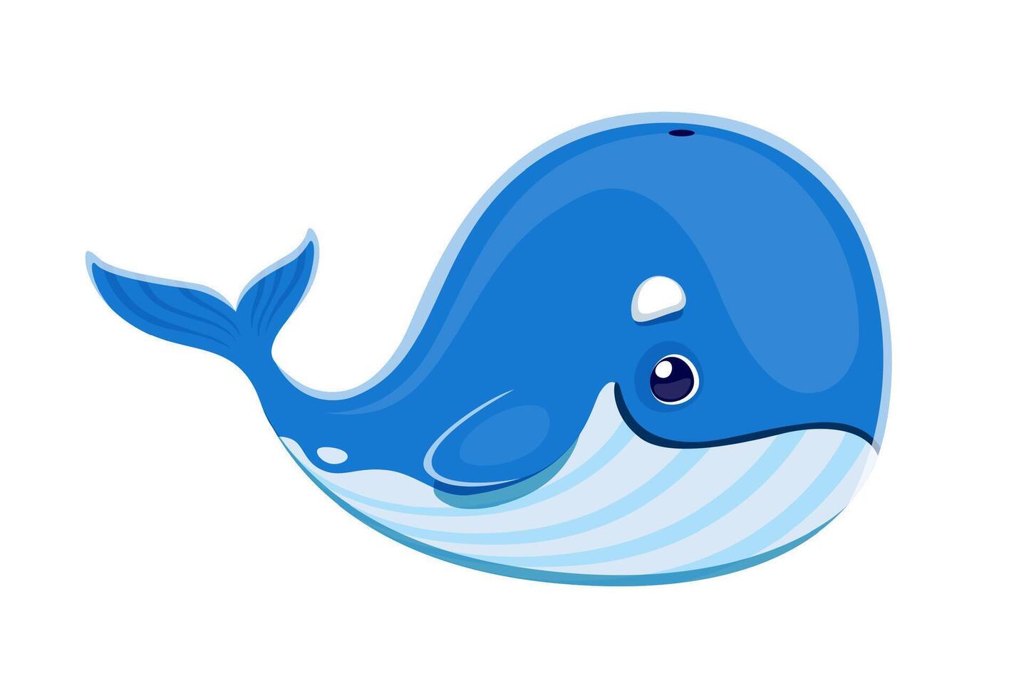 Ocean animal cartoon blue whale cute character vector