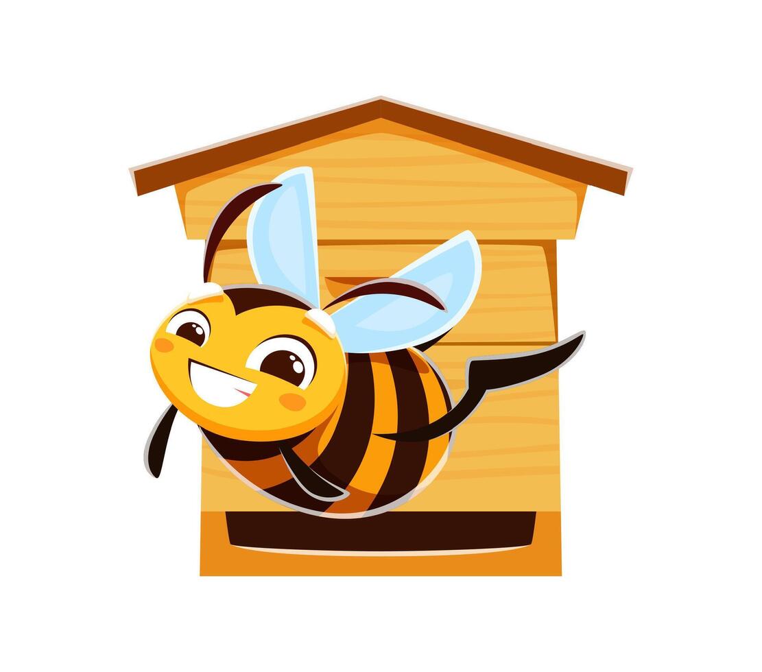 Honey bee and beehive, honeybee cartoon character vector