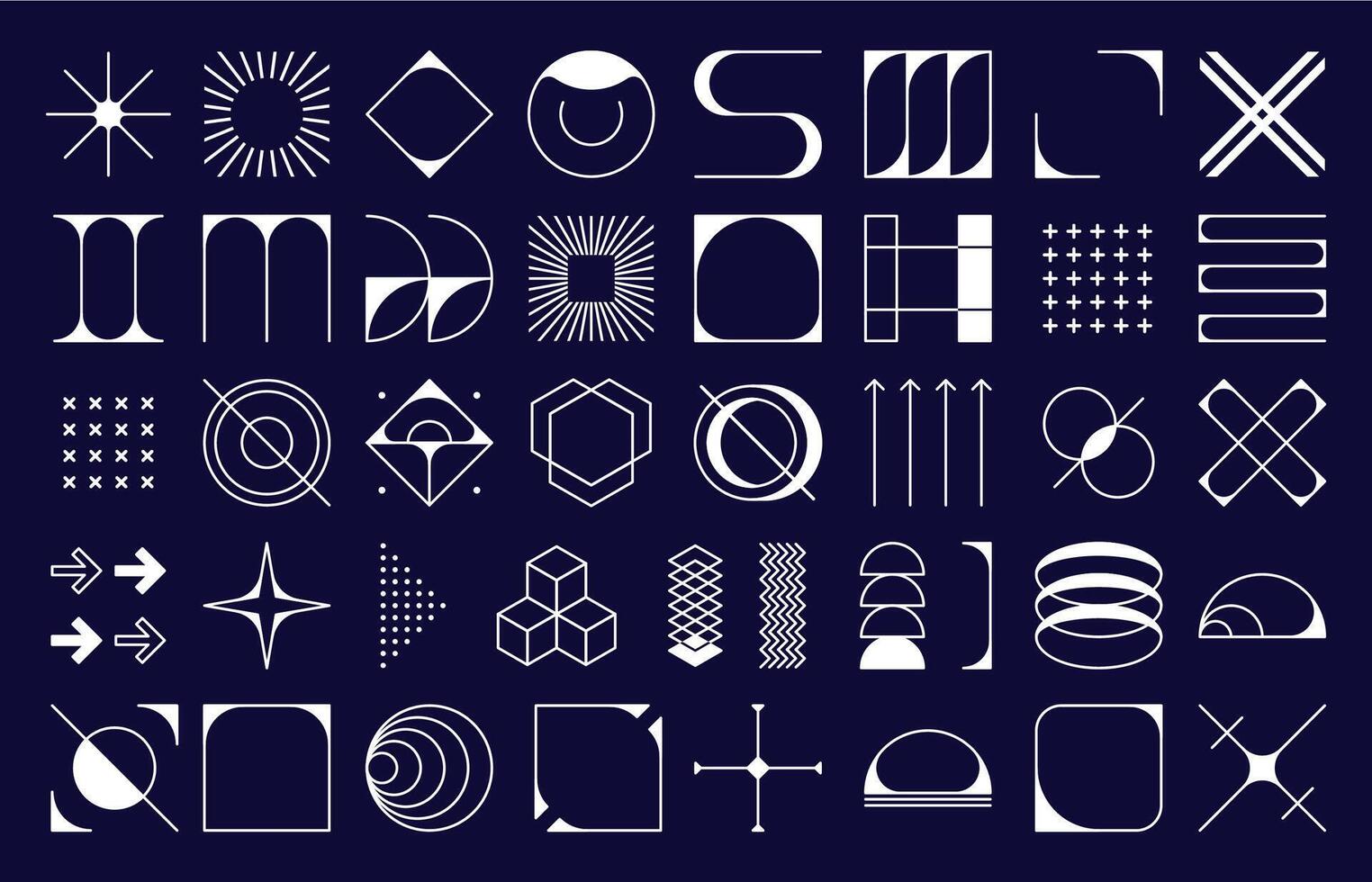 Brutalism shapes, modern geometric elements vector