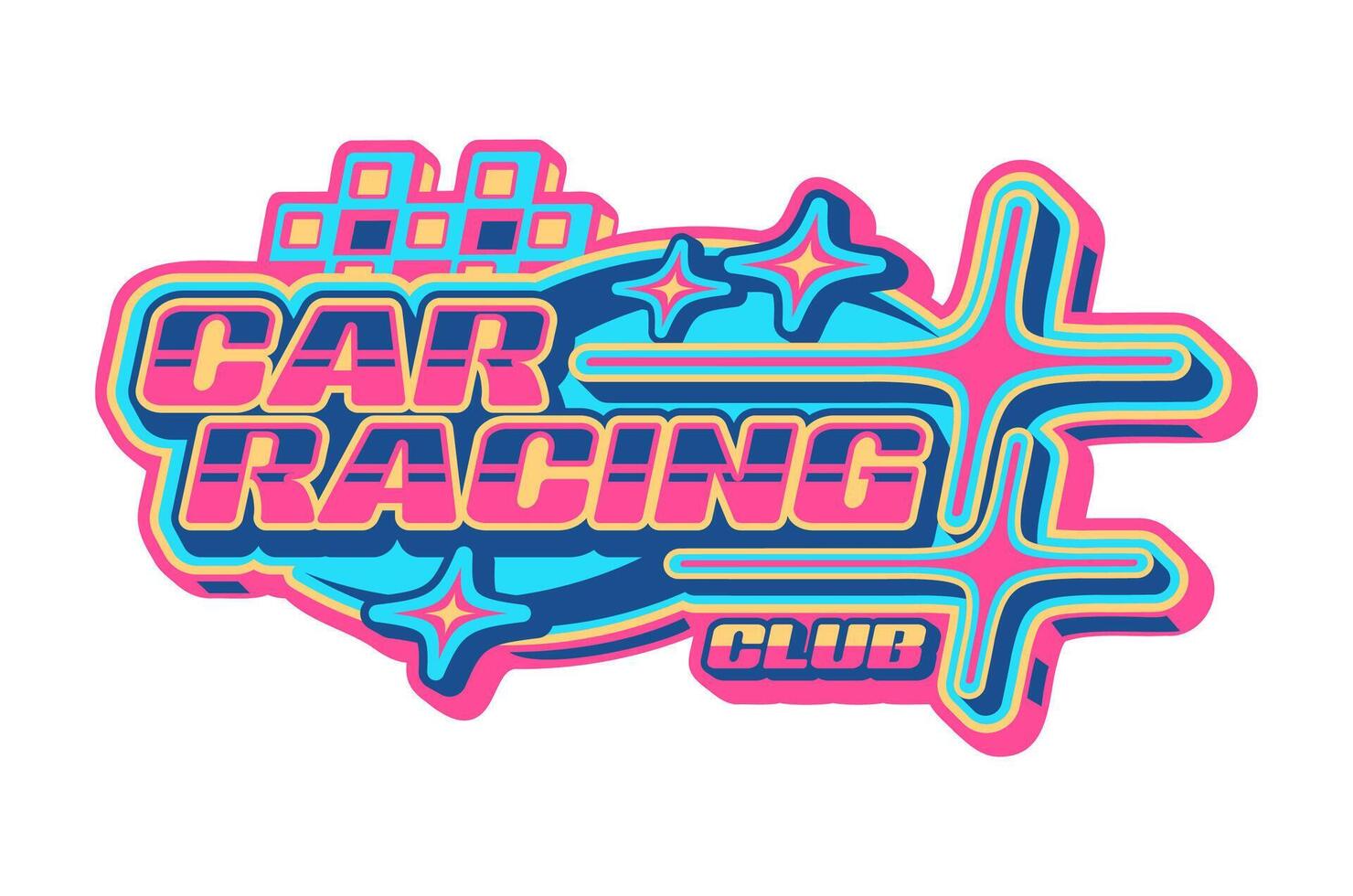 Auto track race competition retro Y2K icon vector