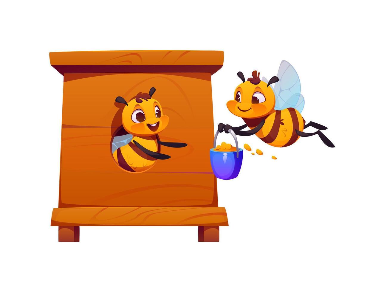 Cartoon bees collecting honey together vector