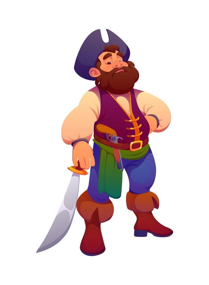 Cartoon pirate with sword vector