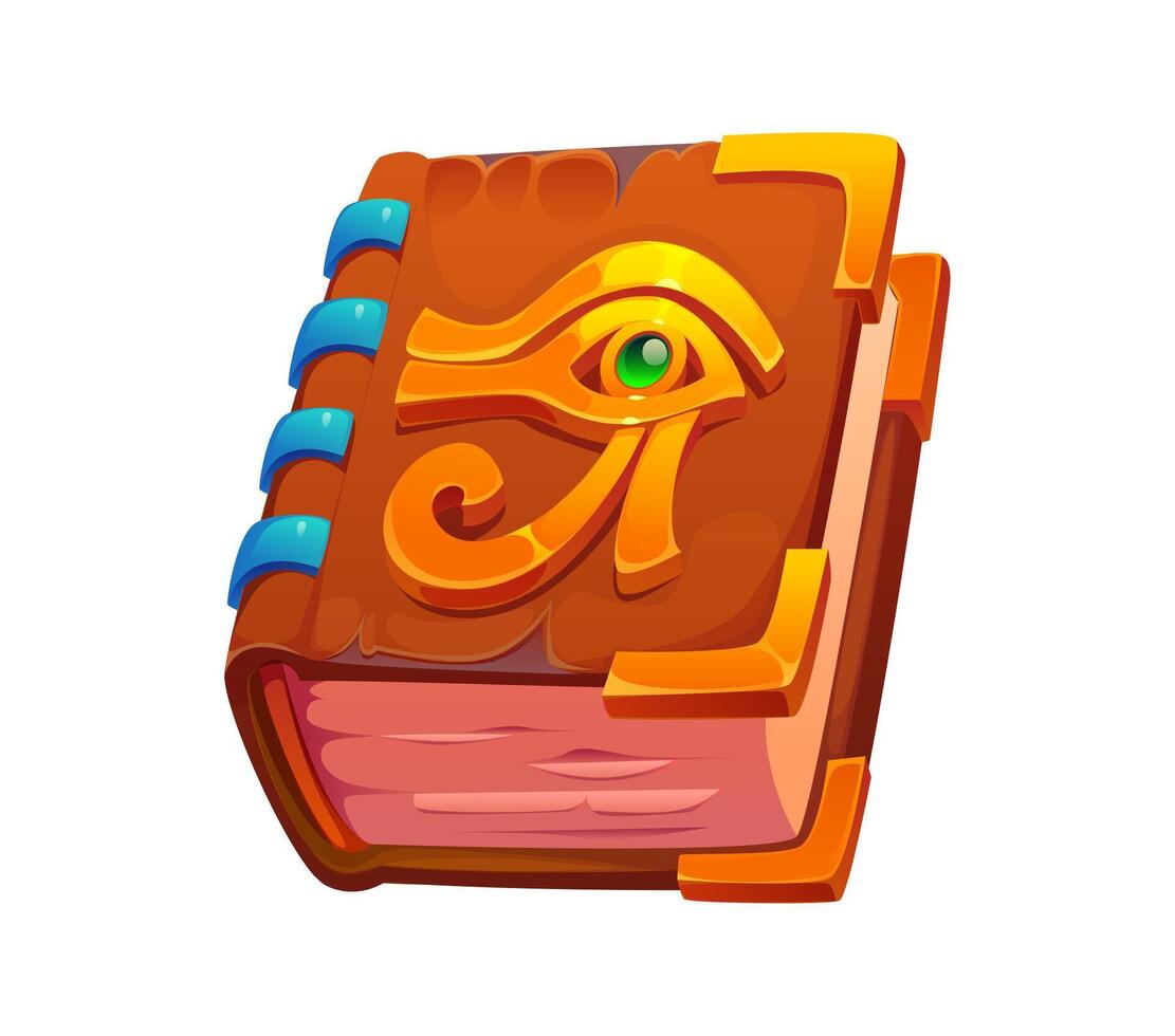 Cartoon mystical ancient Egypt book with Horus eye vector
