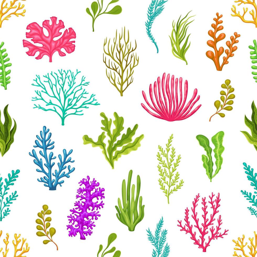 Colorful coral and seaweed pattern design vector