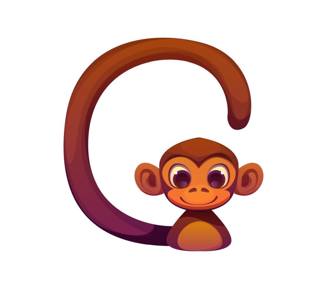 Cartoon letter G circus font as funny monkey vector