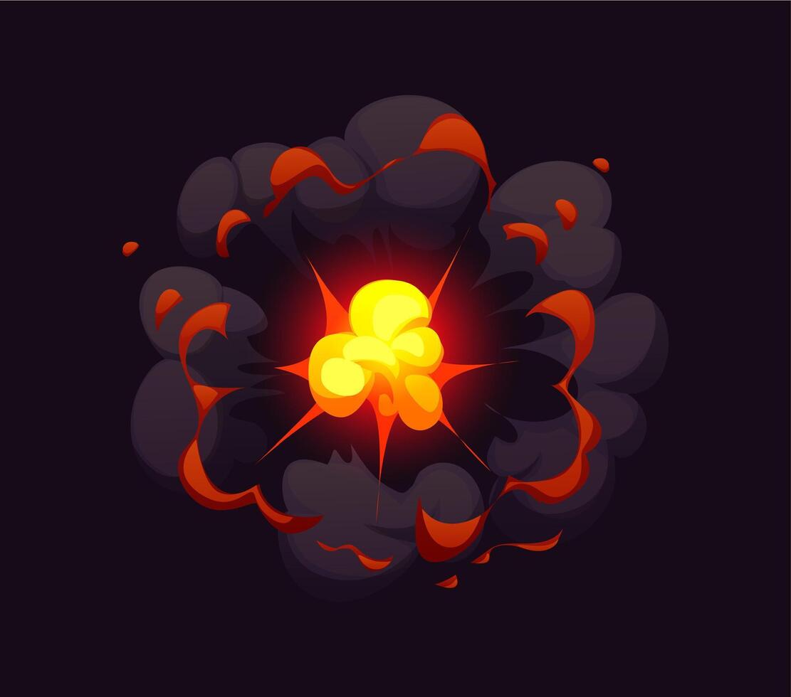 Bomb explosion fire blast cartoon comic effect vector