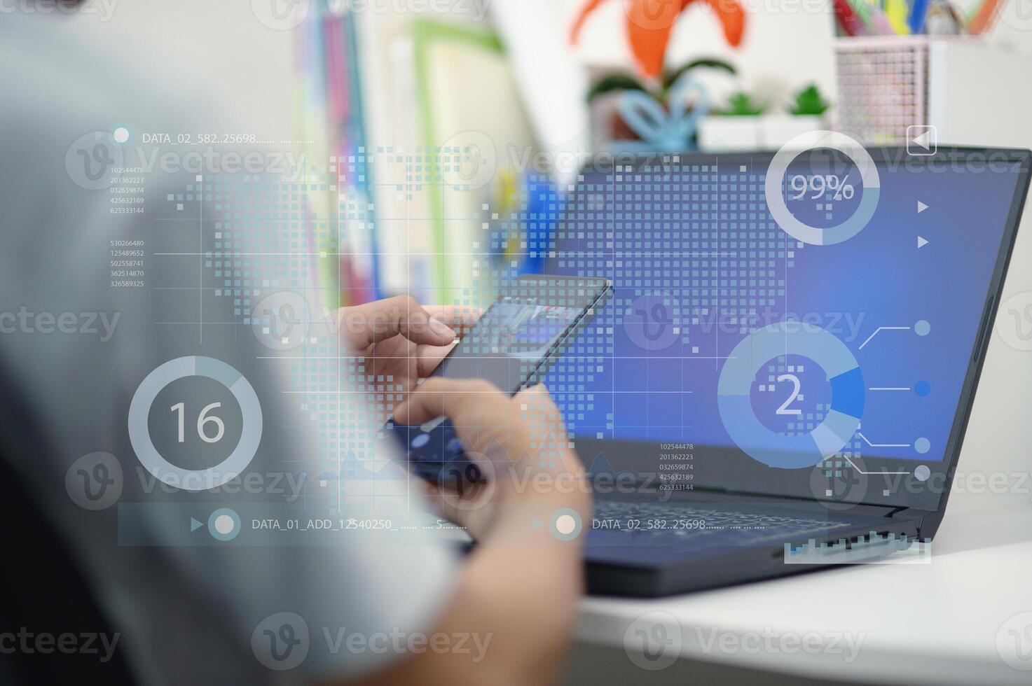 Modern Technology Interaction with Data Visualization Elements photo