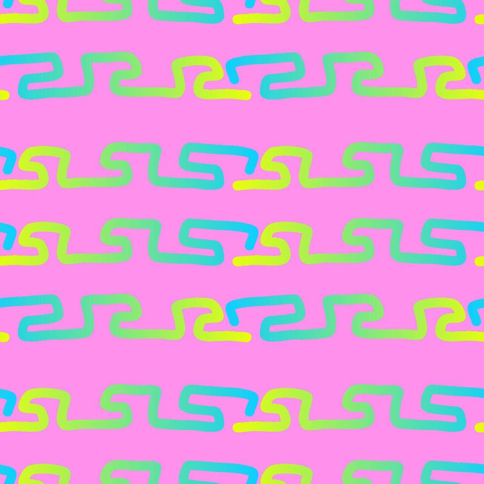 Colorful abstract pattern with wavy lines over a pink background vector