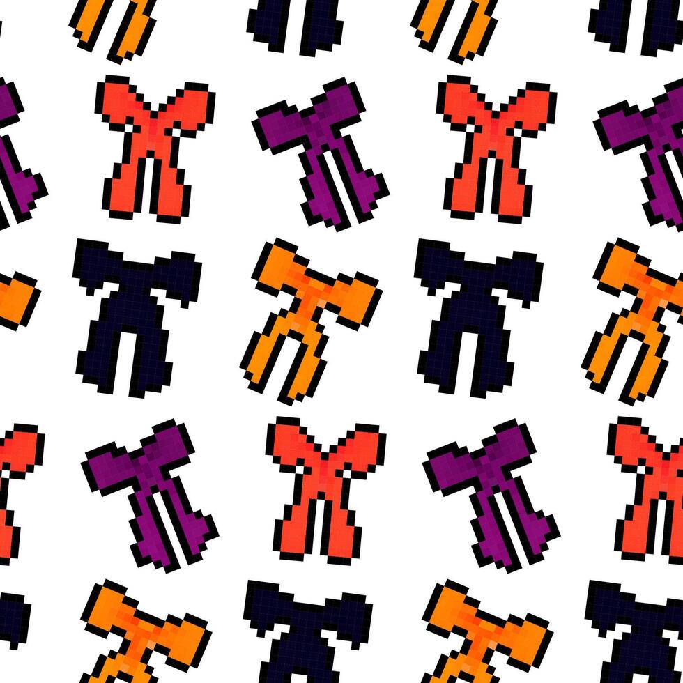 Colorful pixelated patterns showcasing abstract shapes in vibrant hues on a white background vector
