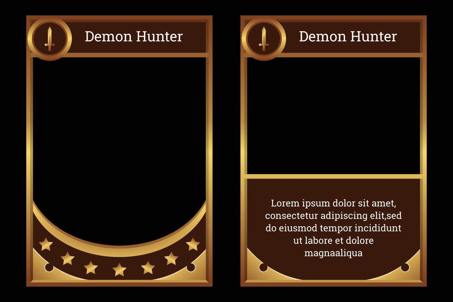 primitive themed card game template with yellow and black colors symbolizing ancient times. card template, border template vector